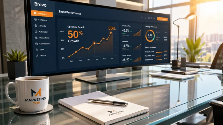 A professional data dashboard illustrating the technical steps to achieve higher open rates using Brevo for massive engagement.